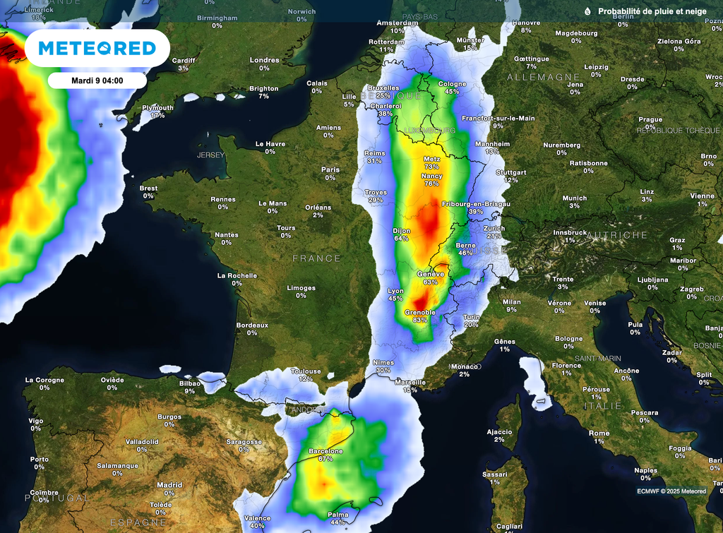Le risque pluvieux et orageux se concentrera sur la moitié est ce lundi. Le risque pluvieux et orageux se concentrera sur la moitié est ce lundi.