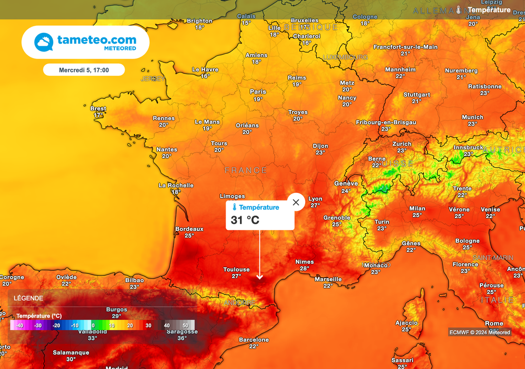Des pointes à plus de 30 degrés attendues mercredi après-midi en région Occitanie !
