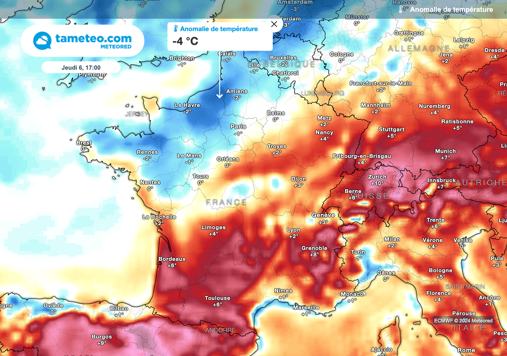 Températures très contrastées jeudi à l'échelle du pays.