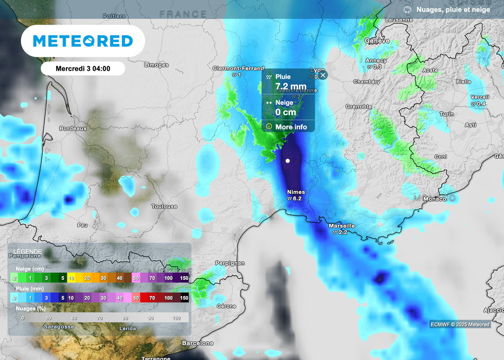 Des pluies de plus en plus soutenues attendues dans le sud-est de la France.