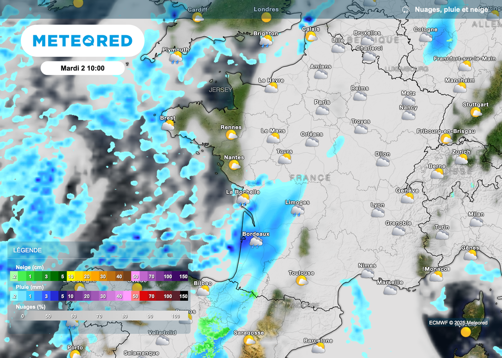 Météo pluvieuse ce matin en région Nouvelle-Aquitaine.