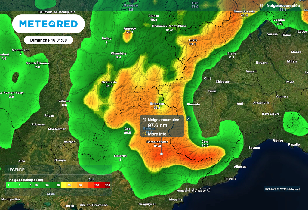 Près d'un mètre de neige dans les Alpes du Sud d'ici la fin de semaine !