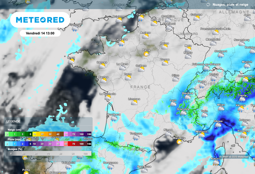 D'abondantes chutes de neige vendredi sur les Alpes.