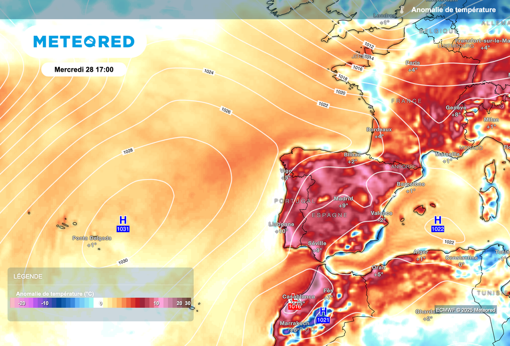 Influence de l'anticyclone des Açores la semaine prochaine : des températures de plus en plus chaudes pour le week-end de l'Ascension. Influence de l'anticyclone des Açores la semaine prochaine : des températures de plus en plus chaudes pour le week-end de l'Ascension.