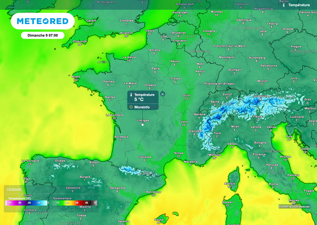 Fraîcheur matinale mais plutôt de saison.