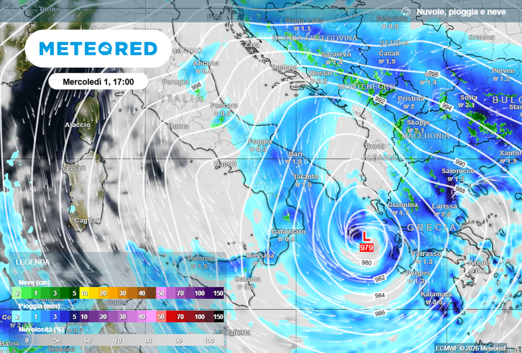 ciclone fine marzo 2026 Possibile ciclone posizionato nel Mar Ionio da martedì 31 marzo. Potrebbe portare forte maltempo al Sud.