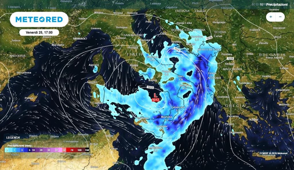Il vortice ciclonico previsto per la seconda metà di settimana Ecco l'area depressionaria "vista" dai nostri modelli