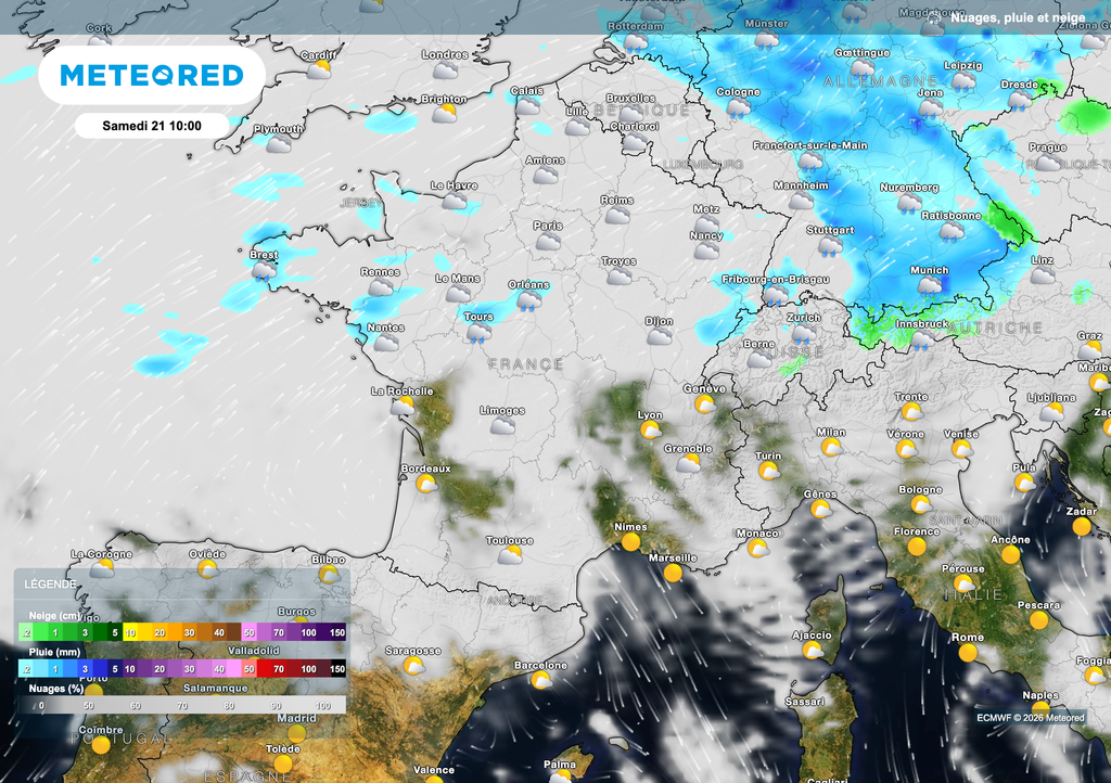 Le soleil devrait revenir petit à petit sur la moitié sud de la France.