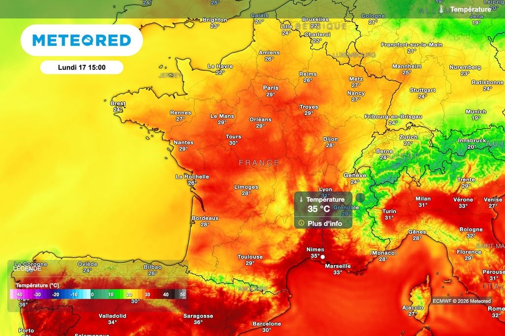 Plus de 35 degrés encore attendus dans le sud-est de la France cet après-midi ! Plus de 35 degrés encore attendus dans le sud-est de la France cet après-midi !