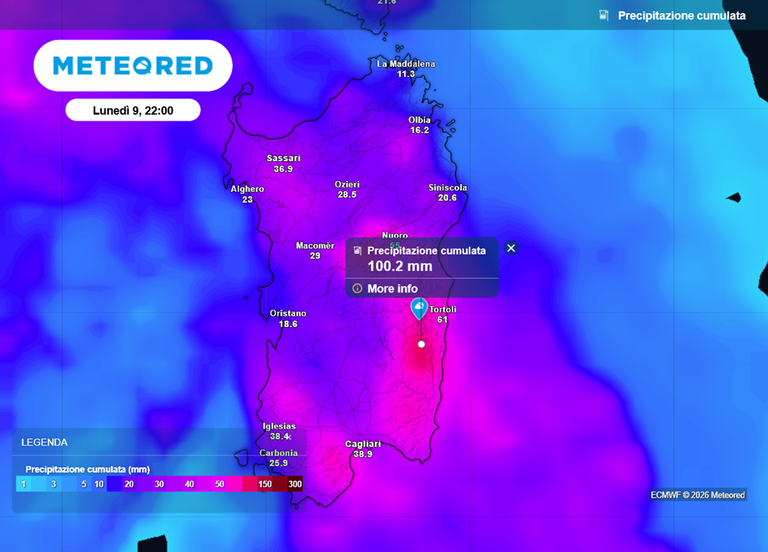 Meteo Sardegna: nei prossimi giorni tra i luoghi pi&ugrave; piovosi d'Italia, fino a 100 mm entro luned&igrave; 9 marzo