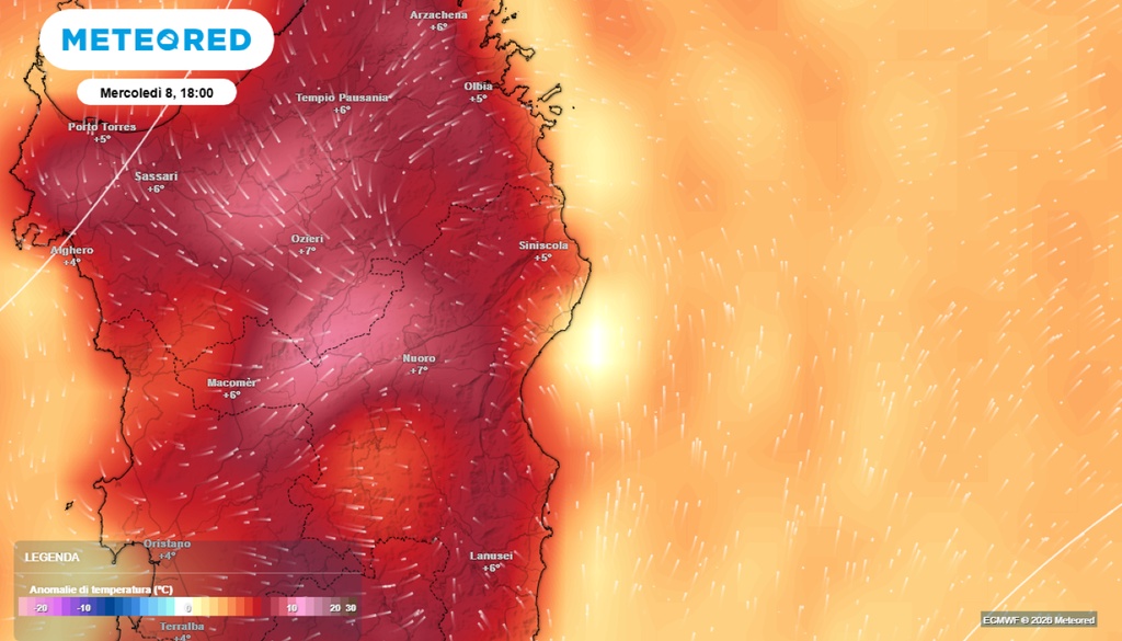 Meteo Sardegna. Le zone dove si potrà sfondare il muro dei +25°C +26°C sono quelle del Campitano, la valle del Coghinas e l’area attorno Ottana, nel Nuorese, dove la locale orografia enfatizza queste brusche escursioni termiche, fra giorno e notte.