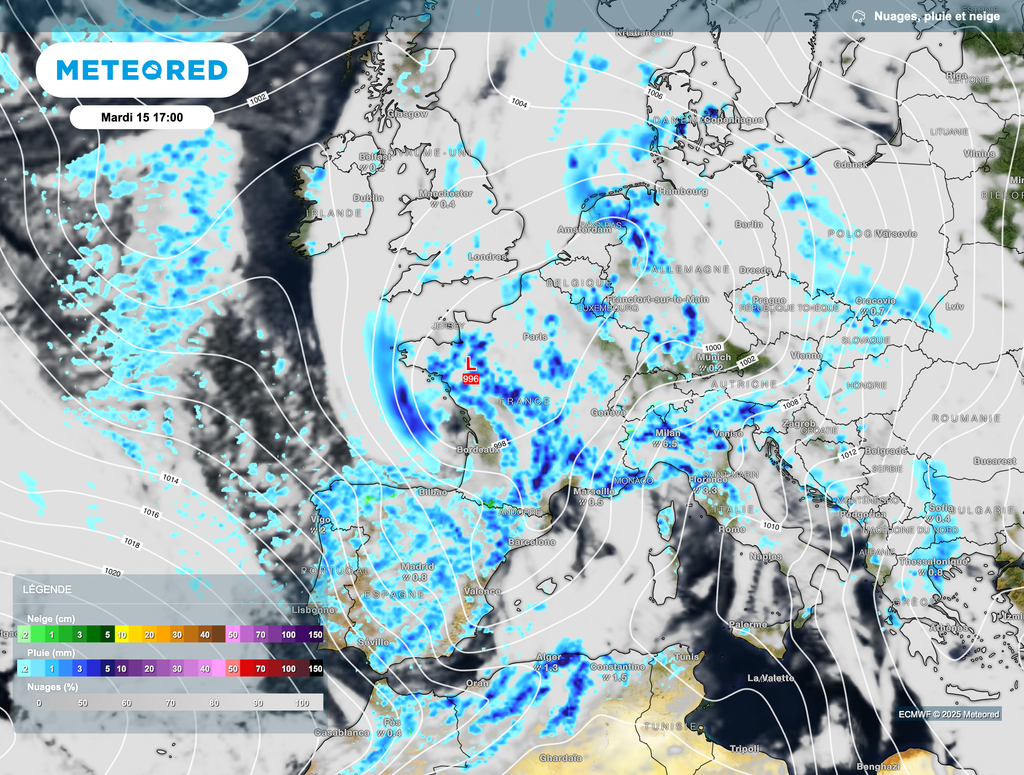 Nombreuses averses parfois orageuses pour le début de semaine prochaine.