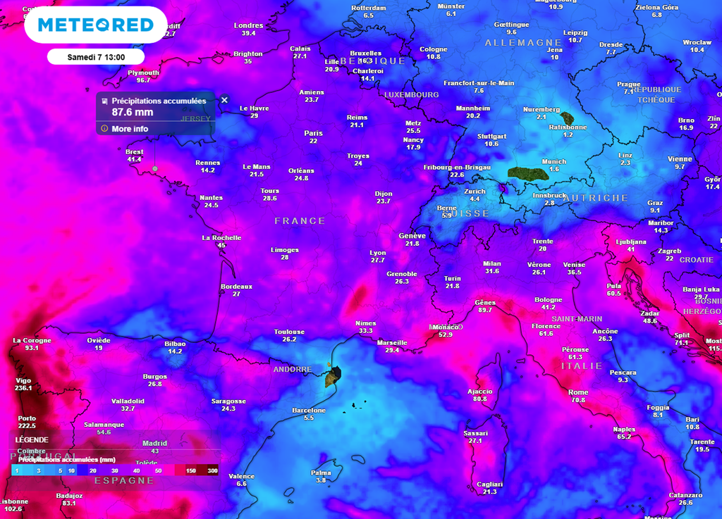 Les cumuls les plus importants sont attendus dans l'ouest et le sud du pays.