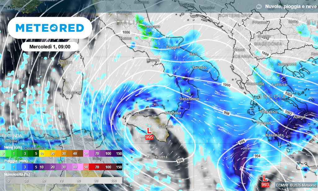 Forte instabilità al centro-sud tra martedì e mercoledì 1 aprile.