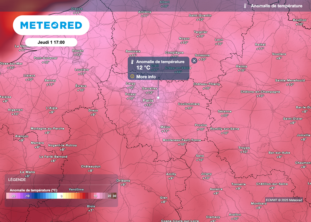 Températures très nettement supérieures aux normales de saison cet après-midi.