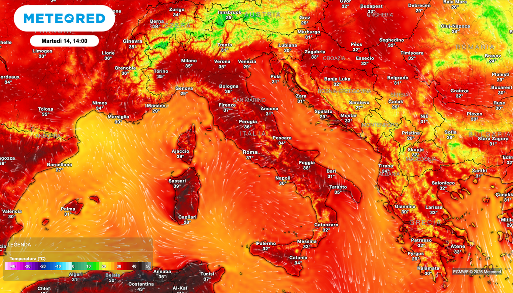 Temperature previste per la giornata di martedì prossimo. Temperature previste per la giornata di martedì prossimo.