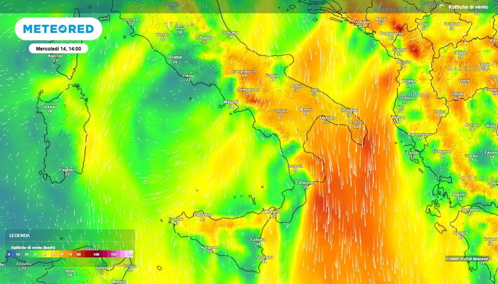 Venti tesi sul basso Adriatico con raffiche oltre i 50 km/h