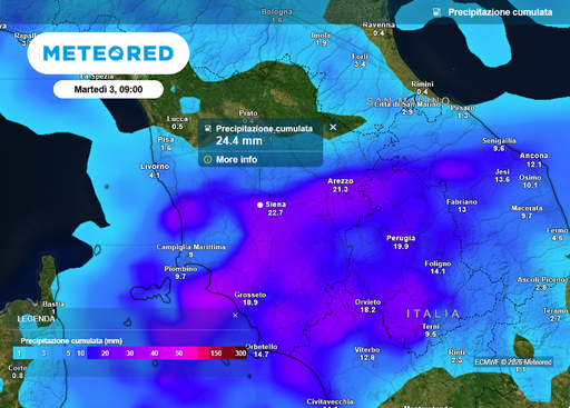 Meteo Toscana, temporali gi&agrave; dalle prossime ore: fino a 30 mm. Maltempo anche in Umbria