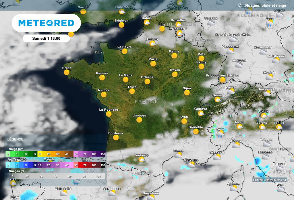 Franc soleil sur une large moitié nord de la France ce samedi.