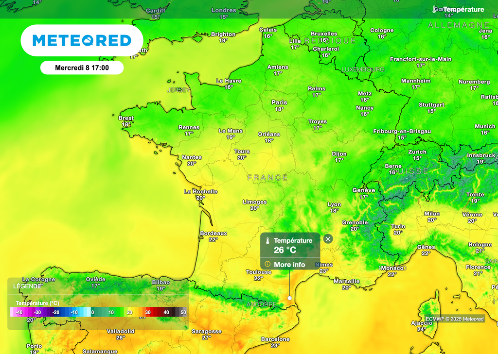 Des pointes à 25/26 degrés attendues dans le sud de la France.