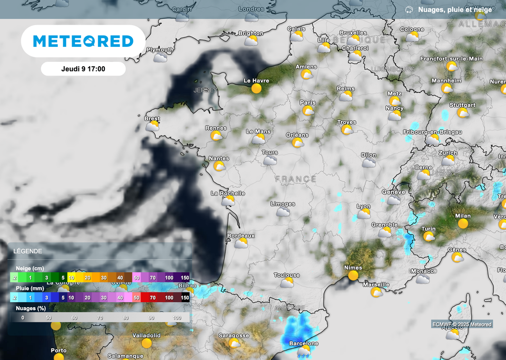 Un ciel beaucoup plus nuageux prévu jeudi sur la majeure partie du pays.