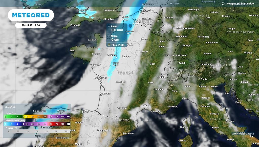 Quelques pluies ce mardi entre les côtes aquitaines et les Hauts-de-France. Quelques pluies ce mardi entre les côtes aquitaines et les Hauts-de-France.
