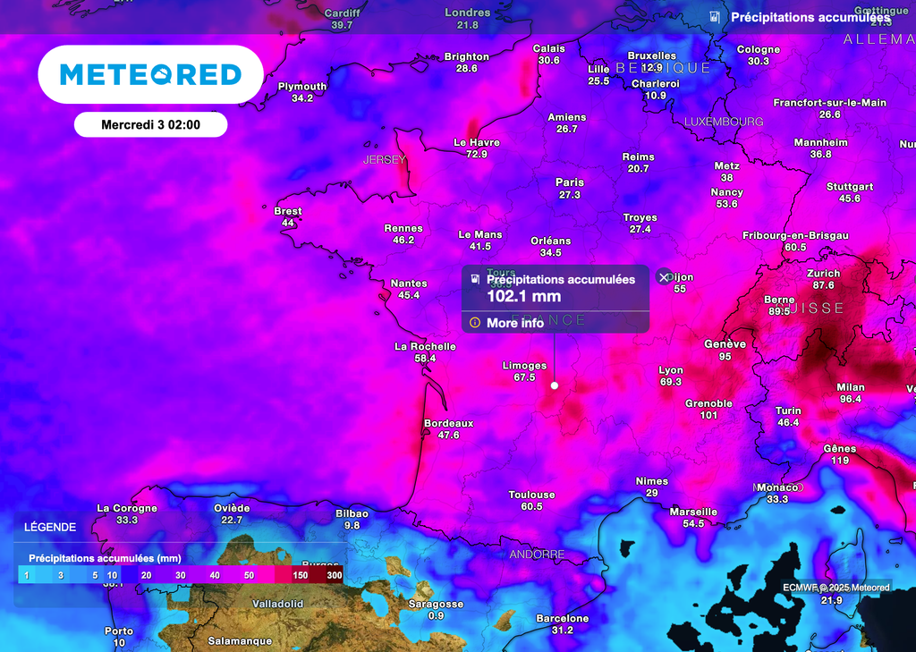 Météo automnale en France avec un défilé de perturbations.