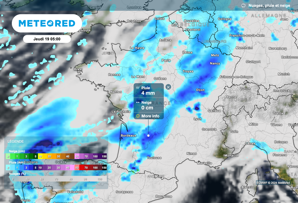 Météo déjà pluvieuse ce matin sur une diagonale allant du sud-ouest au nord-est. Météo déjà pluvieuse ce matin sur une diagonale allant du sud-ouest au nord-est.