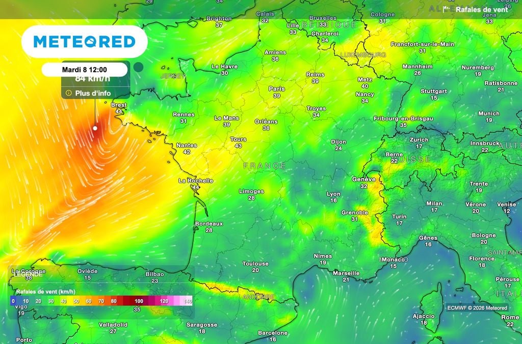 De fortes rafales de vent sont possibles sur les côtes du Finistère ce mardi. De fortes rafales de vent sont possibles sur les côtes du Finistère ce mardi.