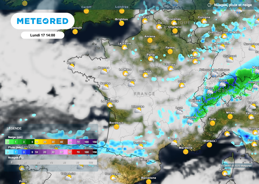 Une perturbation glisse vers le sud du pays ce lundi.