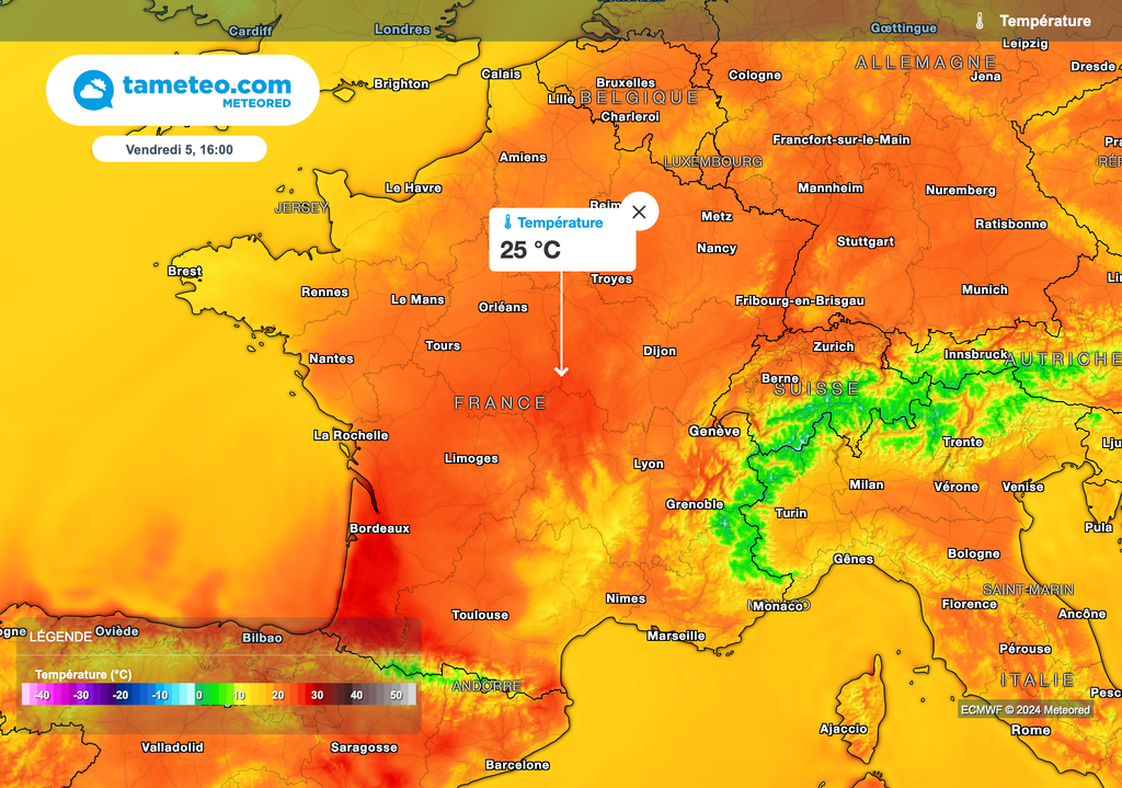 Jusqu'à 25°C en région Bourgogne-Franche-Compté.
