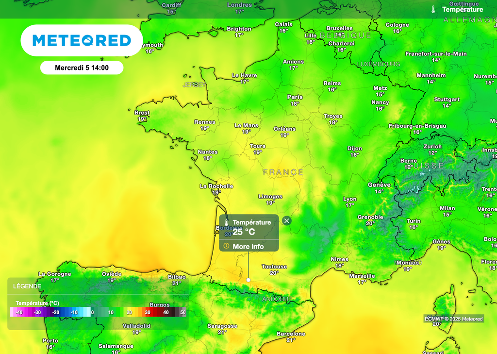 Près de 25 degrés attendus demain au pied des Pyrénées. Près de 25 degrés attendus demain au pied des Pyrénées.