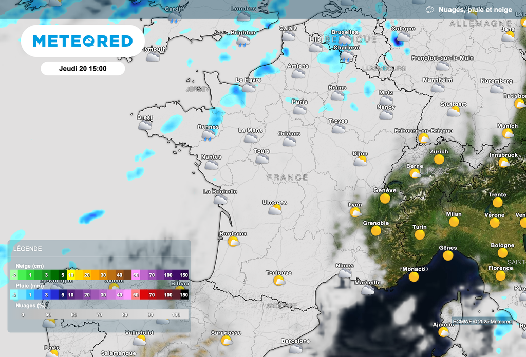 Météo plus ensoleillée cet après-midi au sud de la Loire ! Météo plus ensoleillée cet après-midi au sud de la Loire !