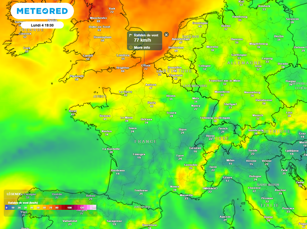 En France, il devrait simplement s'agir d'un coup de vent sur l'extrême nord du pays. En France, il devrait simplement s'agir d'un coup de vent sur l'extrême nord du pays.