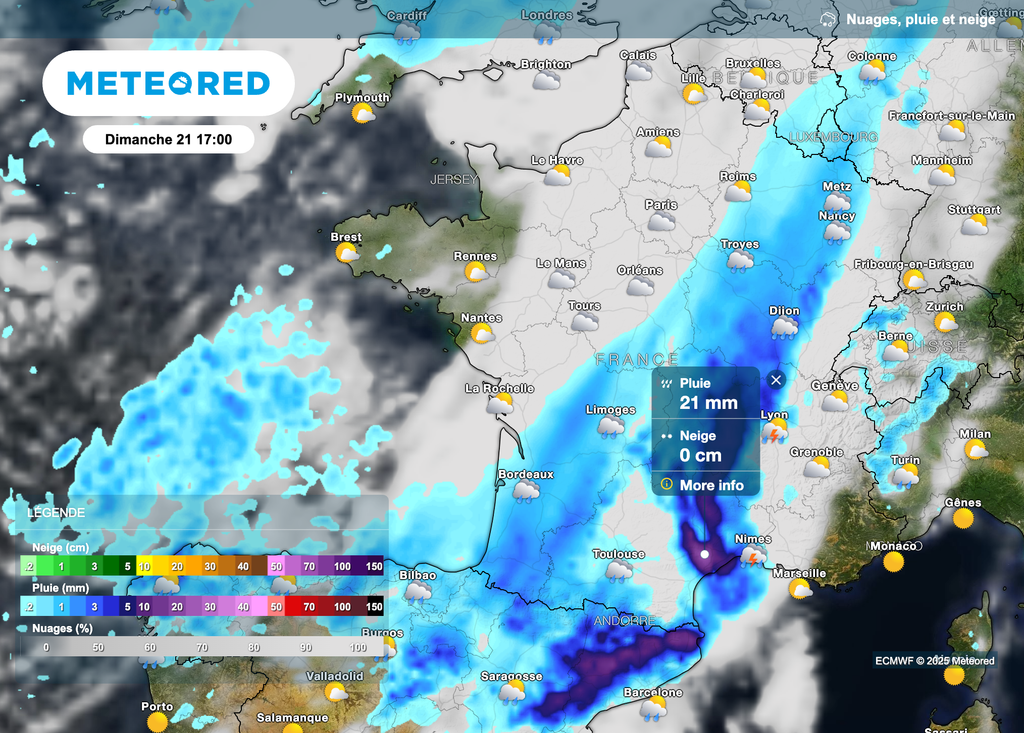 De fortes pluies orageuses attendues dimanche.