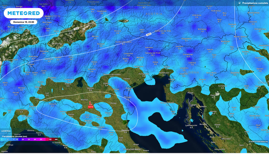 Piogge cumulate previste principalmente nella giornata di domenica Piogge cumulate previste principalmente nella giornata di domenica