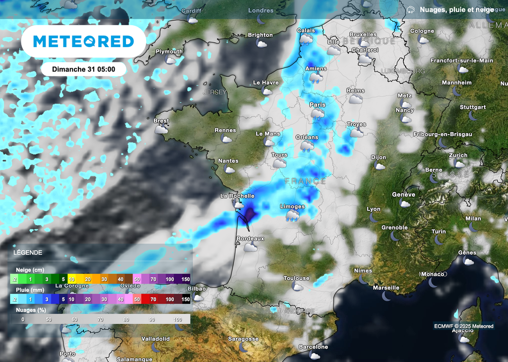 Passage d'un nouveau front pluvieux dimanche matin sur la région parisienne.