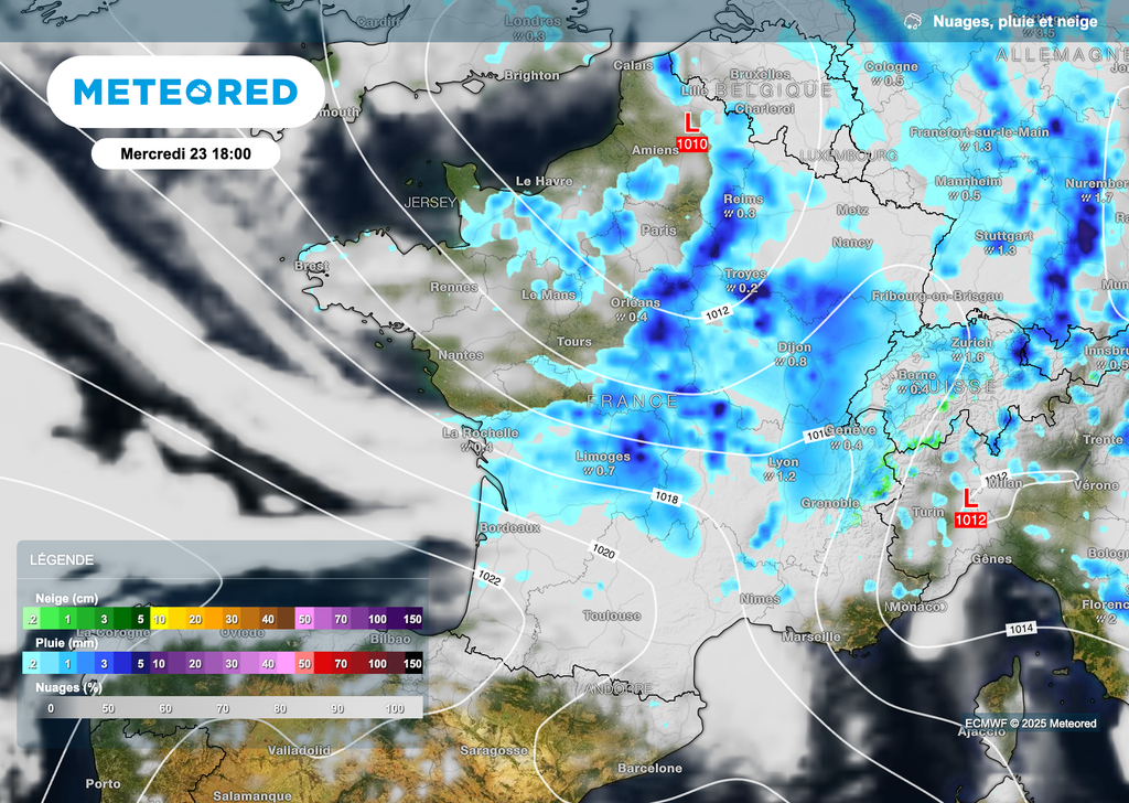 Une perturbation pluvieuse est attendue mercredi sur la France. Une perturbation pluvieuse est attendue mercredi sur la France.