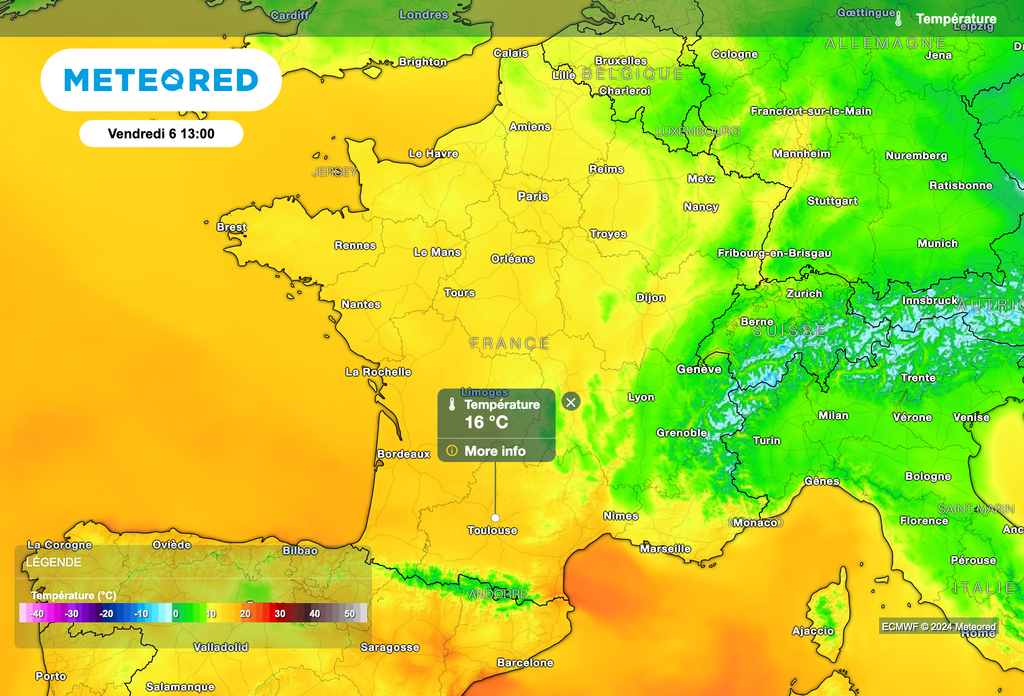 Des températures très douces vendredi malgré les nuages et les précipitations.