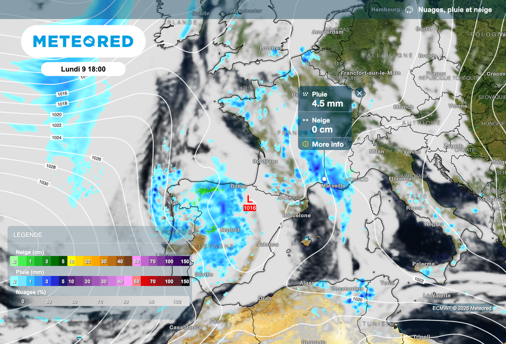 De fortes pluies orageuses attendues près de la Méditerranée ce lundi 9 mars !