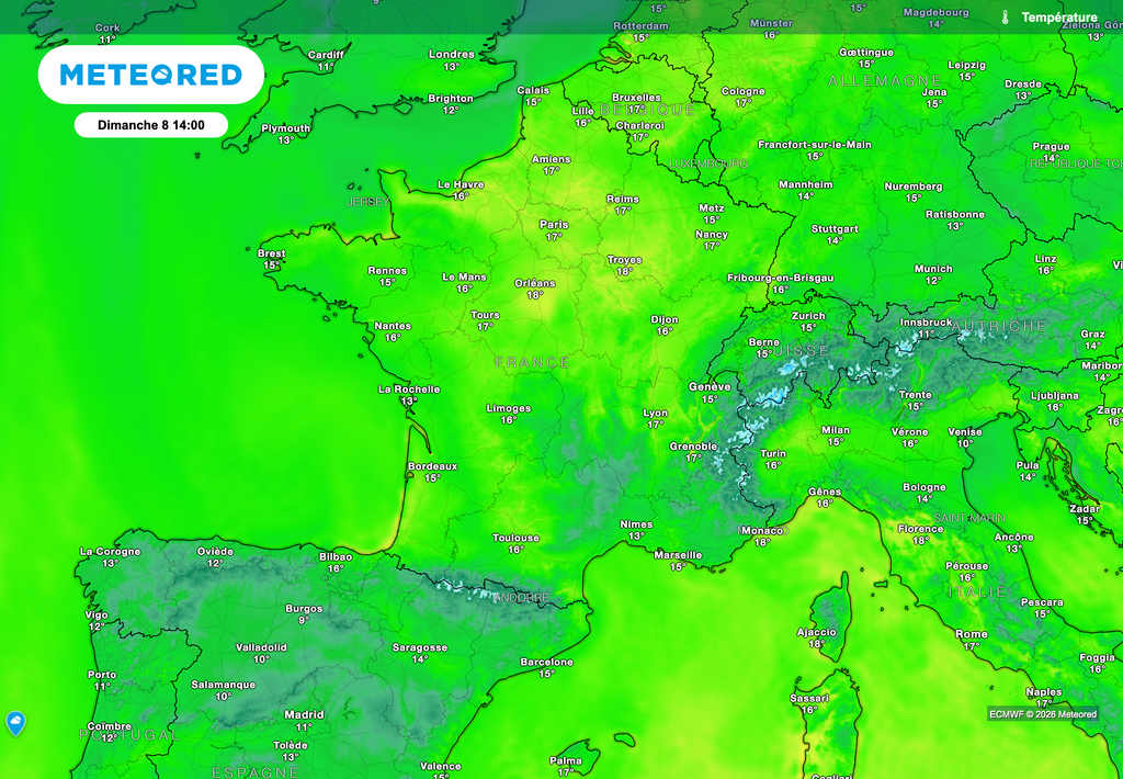 Des températures toujours bien printanières dimanche.