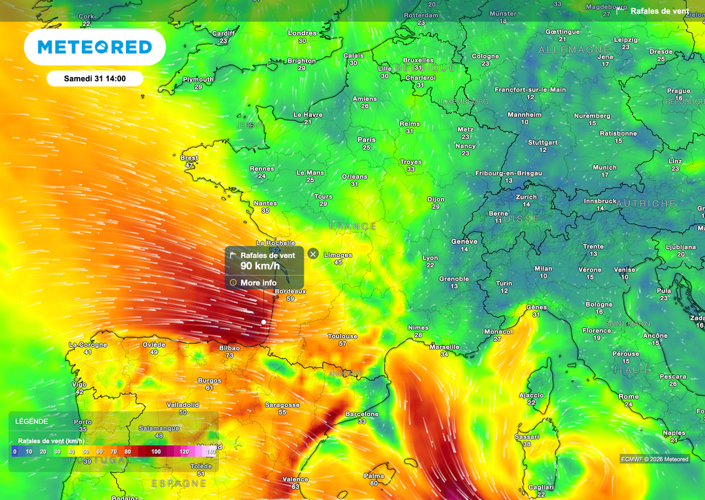 Du vent à surveiller dans le sud-ouest pour la journée de samedi.