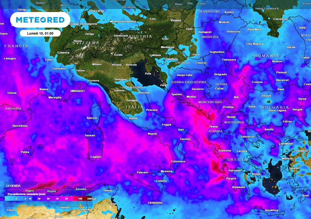 Piogge Totali Previste nei prossimi giorni. Accumuli fino a Domenica ore 22.00