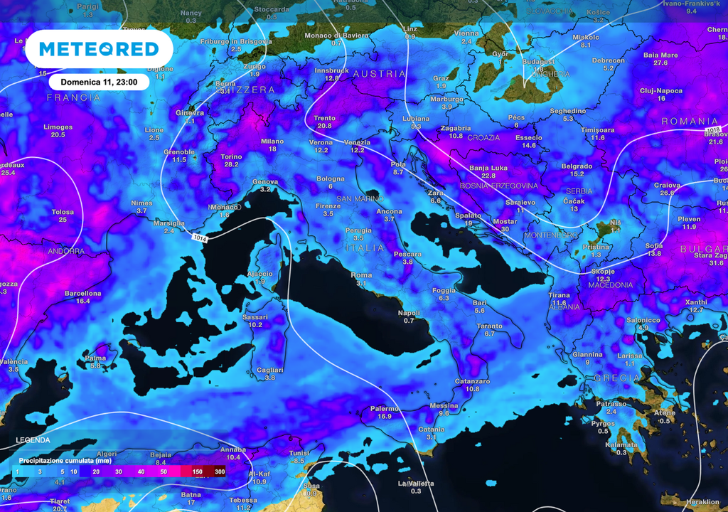 Piogge cumulate fino alla sera di domenica 11 maggio Piogge cumulate fino alla sera di domenica 11 maggio