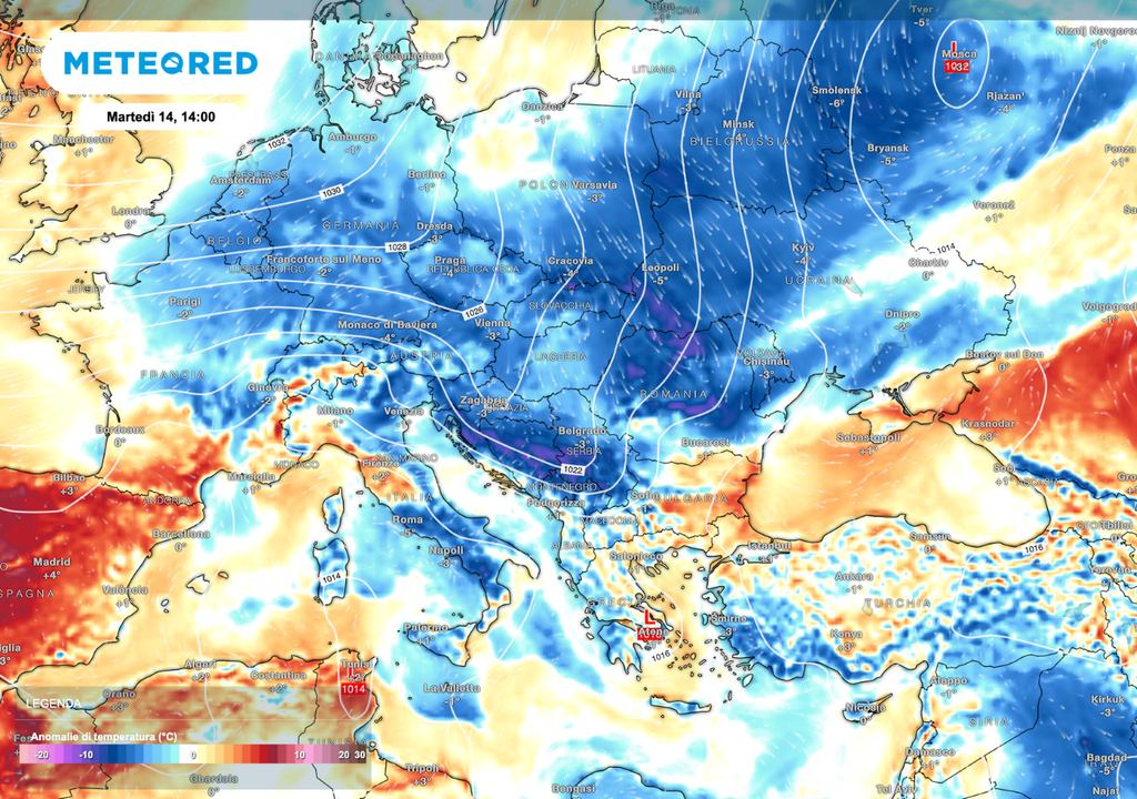 Martedì 14 ottobre: irruzione di aria fredda verso l’Italia