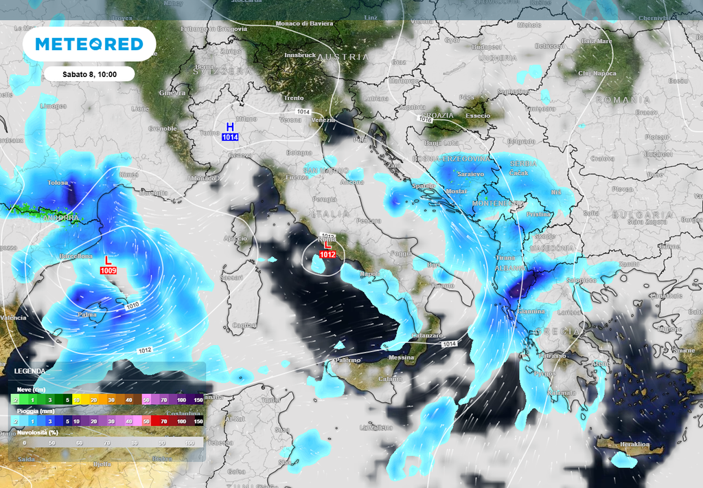 Previsione Modello GFS per Sabato ore 10.00 Previsione Modello GFS per Sabato ore 10.00