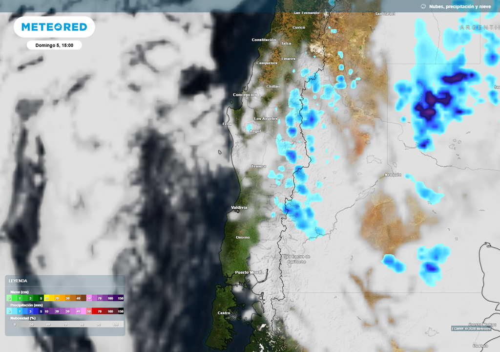 lluvias previstas por baja segregada Los rangos de precipitación que podría dejar esta baja segregada van desde 0,5 mm a 5 mm.
