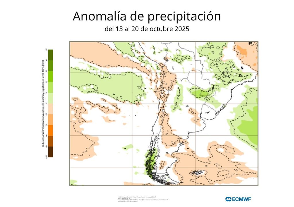 Lluvias en la zona austral de Chile durante octubre 2025, Meteored