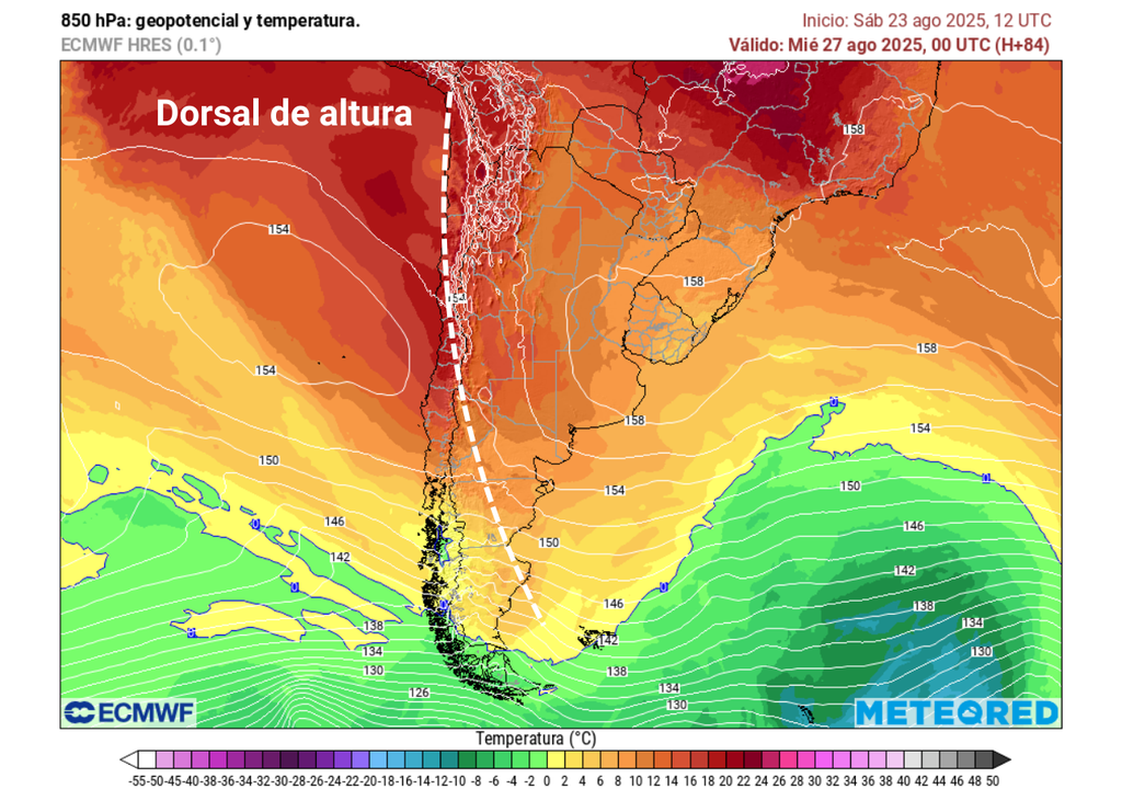 La proyección de una dorsal de altura alejará el aire frío que trajo el postfrontal al país, responsable por las nevadas de los días recién pasados.