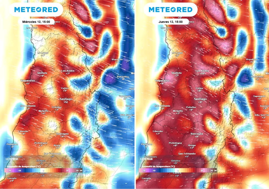 mapas de anomalía de temperatura